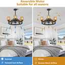 Ceiling Fans with Lights and Remote, Dimmable Low Profile Ceiling Fan with Light, Boho Farmhouse Ceiling Fans with Rattan Shade, 6 Speed Chandelier Ceiling Fan for Bedroom Living Room Kitchen
