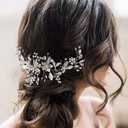 SWEETV Wedding Hair Clip Comb Handmade Bridal Hair Accessories for Women Wedding Hair piece,Silver