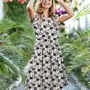 Simier Fariry Womens Summer Modest Work Casual Midi Knee Dress Pocket Short Sleeve Teacher Outfits Spring Travel Clothes (L)