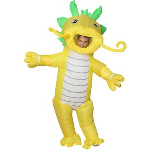 HIYAPATY Inflatable Dragon Costume Adult Blow Up Dragonman Suit for Halloween Christmas Fancy Dress, Yellow
