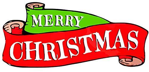 Red & Green Merry Christmas Banner for Mailbox or Car Magnet, Magnetic Decal, 12 Inch