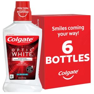 Colgate Optic White Whitening Mouthwash, Fresh Mint - 473 mL (6 Pack)