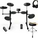 Electric Drum Kit for Beginner Home Practice with 10" Cymbals, USB MIDI, 7 Drum Kits, 70 Sounds,Throne, Headphones, Sticks,foldable drum set gift