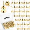 60 Sets of Gold Magnetic Push Pins, Flat Poster Hanger, Cute Push Pins for Corkboard,Thumb Tacks for Wall Hangings, Decorative Pushpins for Bulletin Board