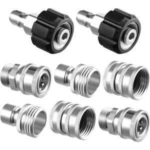 Twinkle Star Pressure Washer Adapter Set, Stainless Steel Quick Disconnect Kit, M22 14 mm Quick Connect Swivel to 3/8'' Quick Connect Fittings, 3/4" to Quick Release 8 Sets