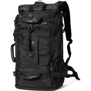 Travel Backpack Carry On Backpack Durable Convertible Duffle Bag Fit for 15.6 Inch Laptop for Men and Women hiking airplane shoes bag extendable three way uses multiple (Black)