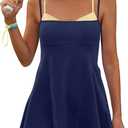 Yanekop Womens Tennis Dress Athletic Dress with Shorts and Bra Golf Outfits Spaghetti Strap Workout Romper Dresses (Blue, S)