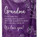 Grandma Gifts, Birthday Gifts for Grandma from Grandkids, to My Grandmother Soft Throw Blanket for Christmas Mothers Day 60" x 80", Purple