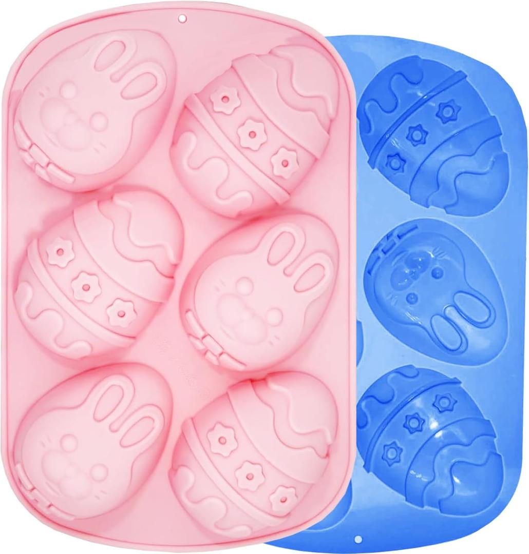 Easter Chocolate Molds Silicone Large, 3.5" Easter Egg Molds for Chocolate Baking Soap Gummy Candy Resin Wax Melts Ice Cube Jelly