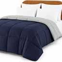 Modern Threads Comforter Duvet Insert, Reversible Quilted Down Alternative Comforter with Corner Tabs, All Season Bedding, Twin, Navy/Silver