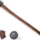 35.5" Splitting Axe, Wood Splitting Axe for Medium to Large Size Logs, 1065 High Carbon Steel Chopping Axe with Hickory Wood Handle and Leather Sheath for Chopping Firewood - Head 4.5 lbs