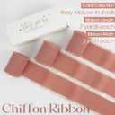 MEEDEE 2 Inch Frayed Chiffon Ribbon Rosy Mauve Silk Frayed Ribbon Pink Ribbons for Crafts Chiffon Ribbons for Gift Wrapping Wedding Invitation, Bridal Bouquet (3 Rolls 21 Yards)