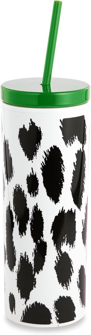 kate spade new york Insulated Tumbler with Reusable Straw, Leopard Print 24 Ounce Acrylic Travel Cup with Lid, Modern Leopard