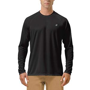 Roadbox Mens UPF 50+ UV Sun Protection Shirts Outdoor Long Sleeve SPF Diving Rash Guard for Fishing Hiking Swimming Black M