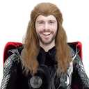 PARTY ZONE Long Brown Cosplay Wig For Men - Full Head Wavy Curly Role Play Anime Wigs for Party Hair Aquaman Moses Halloween Costume Wig Brown