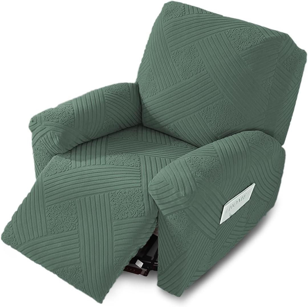 NORTHERN BROTHERS Oversized Recliner Chair Cover, Stretch Washable Slipcover for XL Reclining Chair, Non Slip Furniture Protector for Pets & Kids, Light Green (XL 1 Seat)