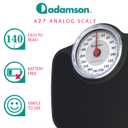 Adamson A27 Oversize Scales for Body Weight - Up to 350 lb - New - Anti-Skid Rubber Surface Extra Large Numbers - High Precision Bathroom Scale Analog - Durable with 20-Year Assurance