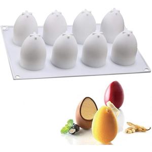OCPO KITCHEN Easter Egg Silicone Mold for Baking Chocolate Easter Eggs, Mousse Cake, Jello, CheeseCake, Ice Cream, Dessert, Cake Decoration Mold (8-Cavity)