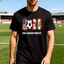 2026 Soccer Cup Shirt for Men USA Canada Mexico Soccer Fan Tee Mens Football Graphic T Shirt Casual (Black, XXL)