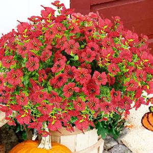 trytuny Artificial Flowers for Outdoor, UV Resistant Fake Silk Flowers, Realistic Faux Plants for Outside Indoor Porch Patio Window Box Planter Home Decor (20, Red)