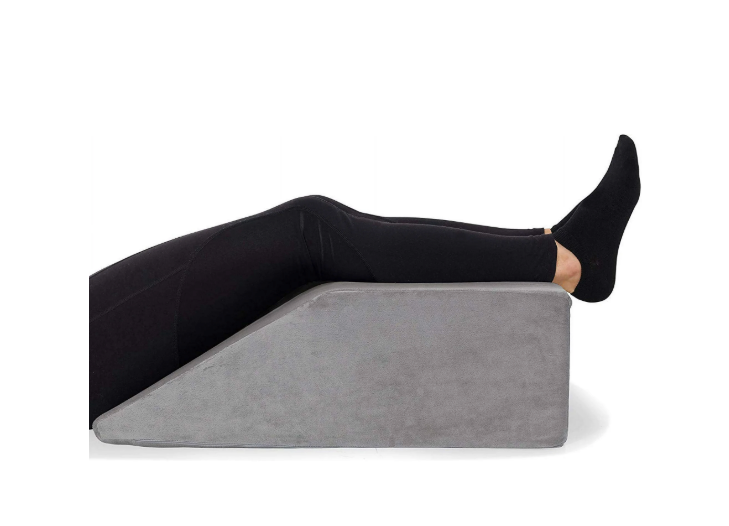 Leg Elevation Pillow - Full Memory Foam Top, Leg Rest Elevating Foam Wedge Knee Pillow - Grey,  24"x21"x6" Grey Wedge Pillow