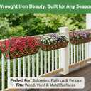 Y&M Deck Railing Planter Boxes, Adjustable Balcony Planter for Outdoor Plants, Metal Railing Planter Box for Deck, Fence and Porch, Window Boxes Outdoor, Sturdy Hanging Planter-24inch 4pcs
