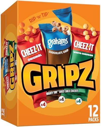 Gripz Mini Baked Snack Crackers, Sweet and Salty Snacks, Variety Pack, 11oz Box (12 Pouches) And Pistachios (9 PCs), Nov 27/2025