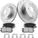 Anpulsero Brake Pads And Rotors Kit Rear Compatible with 2010-2017 Chevrolet Equinox, GMC Terrain, 303mm(11.9in) Vented Rear Rotor, Automotive Replacement Brake Kits Geomet 55178 D1275-8391