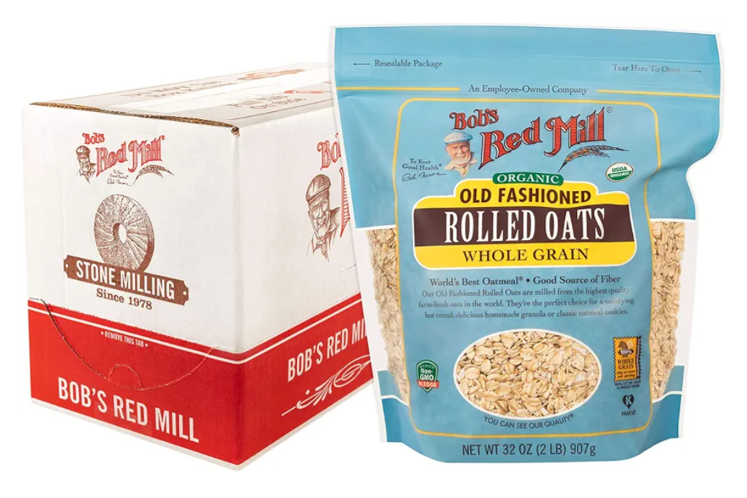Bob's Red Mill Organic Old Fashioned Rolled Oats, 32oz (Pack of 4) - Non GMO, Whole Grain, Vegan, Kosher, 02/08/2028
