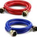 4FT Rubber Washing Machine Hoses for Washer Flexible Burst-proof Rubber Hot and Cold Water hoses 3/4 inch NPT Washer Water Hoses - 2 pack by Fetechmate