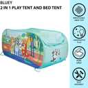 Bluey 2 in 1 Kids Pop Up Play Tent and Twin Bed Tent for Pretend and Imaginative Play, 72 inches x 36 inches x 32 inches