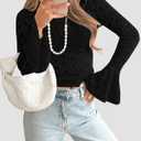 BTFBM Women's 2025 Fashion Tops Long Sleeves Fall T-Shirts Cute Crewneck Basic Business Tees Blouses(Black,X-Small) (Black, XS)