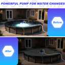 Pool Cover Pump with Lights, Above Ground Sump Pump Submersible, Sump Pumps for Pool Draining, Water Removal Pumps with 16ft Drainage Hose & 25 ft Extra Long Power Cord,850 GPH,4 Adapters-Navy Blue