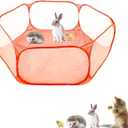 Small Animals Playpen, Portable Pop-up Open Interactive Pet Tent, Indoor Outdoor Fence for Rabbits, Guinea Pig, Hamster, Chinchillas, Kittens, Puppies (Orange)