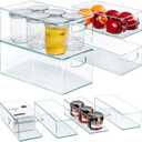 Hudgan 8 PACK Freezer Organizer Bins Stackable Pantry Organizers and Storage Clear Plastic Acrylic Storage Container for Kitchen Pantry Refrigerator