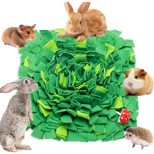 Rabbit Foraging Mat, Interactive Bunny Foraging Toy Indoor, Soft Pet Feeding Mat Toy Also for Hedgehog, Guinea Pig, Hamster, Chinchilla, Kitten, Puppy, Small Animals