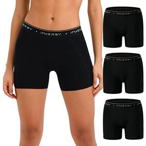 INNERSY Women's 4" Inseam Boxers Briefs Cotton Boyshorts Underwear Ladies Panties Pack of 3 L