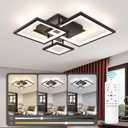 Modern Black Led Ceiling Light 3-Square Design 3000K-6500K Dimmable LED Ceiling Light with Remote 33W Acrylic Ceiling Lighting Fixture for Bedroom Kitchen Dining Room Office Lamps, 3Ring