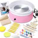 Goody King Mini Pottery Wheel-9.4Pottery Wheel for Adults Beginners Kids, Upgraded Movable Turntable with Adjustable Speed with 16 Pottery Shaping Tools, Supports Forward and Reverse Rotation-Pink