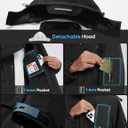 ASPO Men's Winter Ski Jacket Warm Waterproof Snow Coats Fleece Snowboard Jackets Insulated Thermal Windbreaker with Hood (Black)