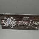 1 KINGO Farmhouse Zen Den Signs: Rustic Zen Den Yoga Studio Room Decoration Canvas Print Lotus Flower Wall Decor - Vintage Decorative Wooden Texture Wall Plaque for Home 6" x 15"