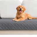 PAWFINITY Waterproof Couch Cover for Dogs, Paw Print Quilted Sofa Protector, Washable, Pet Hair Resistant, Scratch-Resistant Blanket for 2-3 Seat Couch, 30x80 Inch, Grey