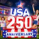6FT 250th Anniversary 4th of July Inflatables Outdoor Decorations Patriotic Blow Up Yard Decorations with LED Lights Fourth of July Memorial Independence Day Party Garden Holiday Outside Decor
