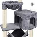 YUNIQUE Cat Tree with Cat Condo and Big Hammock, Grey (39.4'' Grey)