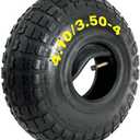 Potreba Tire & Inner Tube Set 4.10/3.50-4 (Fits 3.00-4) 10" Pneumatic Wheel Kit for Wheelbarrow, Hand Trolley, 4" Rim, 2 Pack
