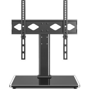 Rfiver Universal Table Top TV Stand TV Base Replacement for Most 27-60 Inch LCD LED Flat Curved Screen TVs Holds up to 88lbs, Height Adjustable TV Mount Stand with Tempered Glass Base, VESA 400x400mm