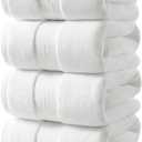 REDKISS 100% Cotton Bath Towels Set of 4, Extra Large Bath Sheets 27 X 59 Inches, 600 GSM, Quick Dry, Ultra Soft & Super Absorbent Bathroom Towel Sets for Bathroom, Gym, Spa, Pool & Hotel, White