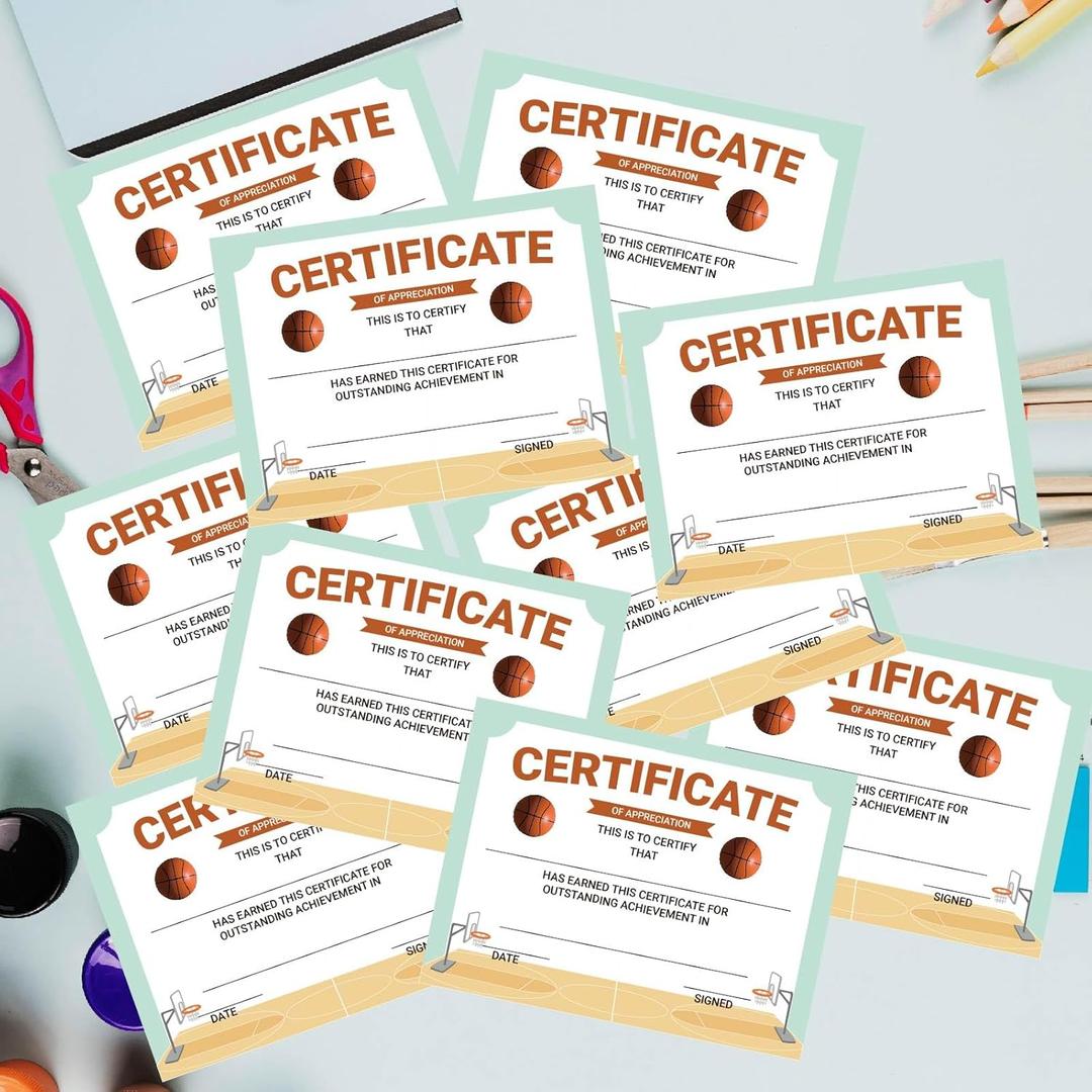 3 x 94 Pcs Student of Award Certificates End of School Year Superlatives Certificates Recognition Certificates of Achievement Graduation Birthday Certificates for Teacher Supplies (Basketball)
