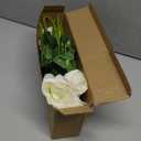 White Artificial Roses with Long Stems, 12Pcs Realistic Roses Artificial Flowers, Faux Roses | Bulk Fake Flowers for Home Decor, Wedding Party Table Centerpieces, DIY Bouquet