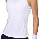 Ukaste Women's Lightweight Seamless Workout Tank Top - Breathable Running Gym Yoga Athletic Sleeveless Shirts (White), Size 6